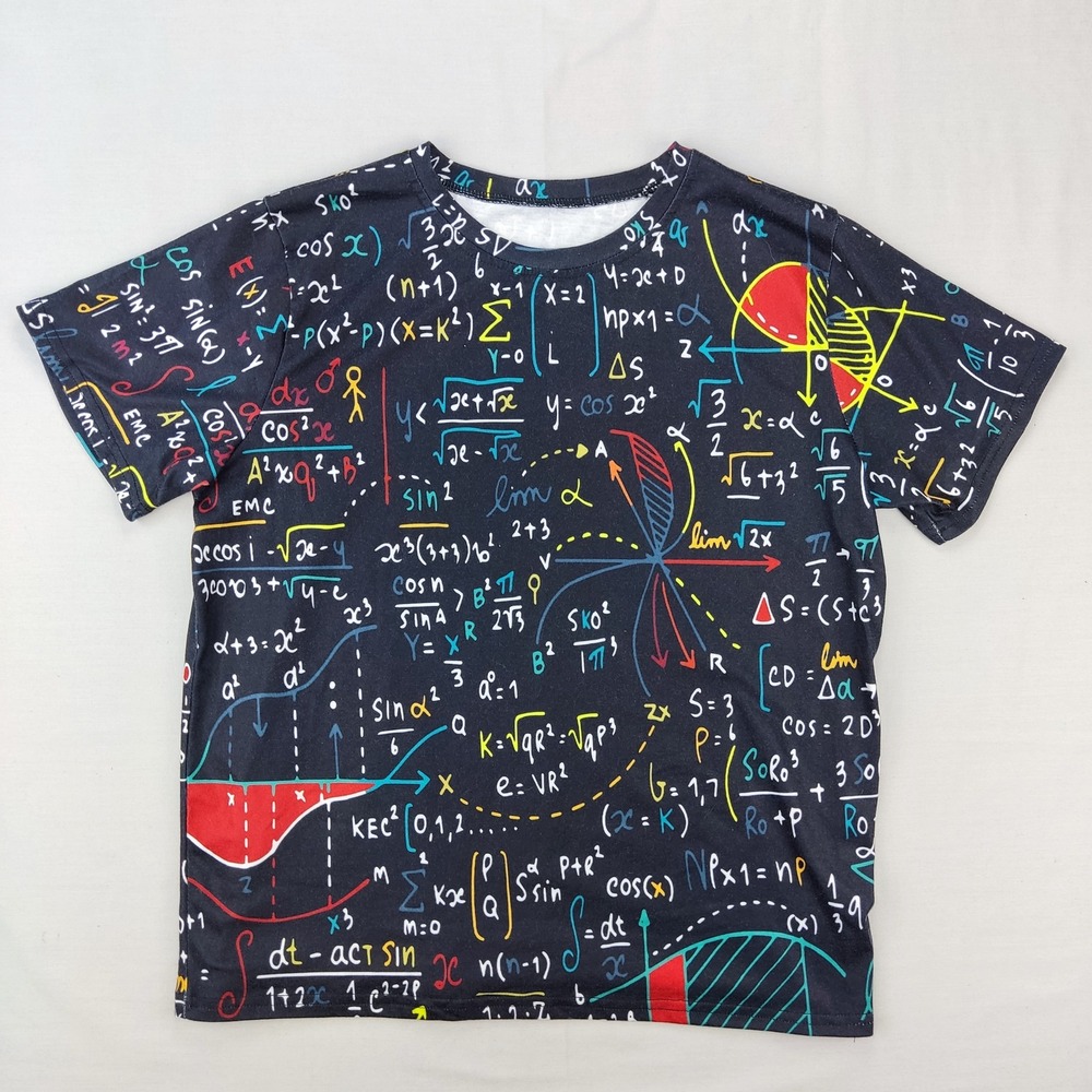 Unbranded T Shirt Kid 160 Black Math Science Formula All Over Print Short Sleeve